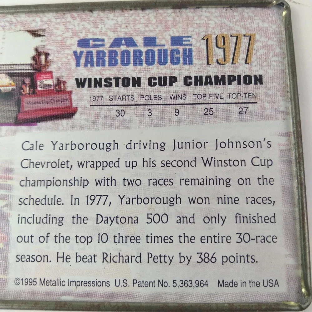Cale Yarborough 77 Winston Cup Champion Metallic‎ Impressions Metal Card Racing